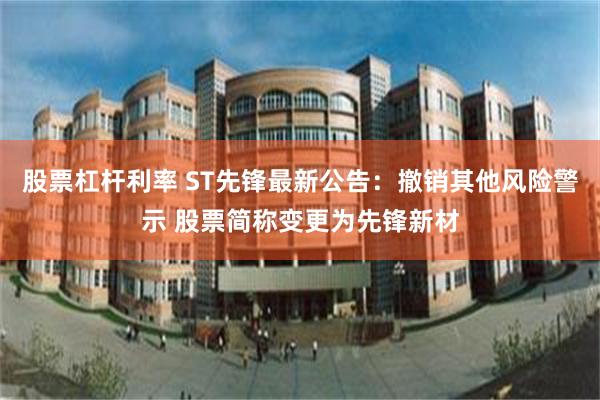 股票杠杆利率 ST先锋最新公告：撤销其他风险警示 股票简称变更为先锋新材