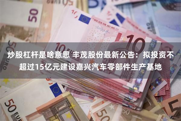 炒股杠杆是啥意思 丰茂股份最新公告：拟投资不超过15亿元建设嘉兴汽车零部件生产基地
