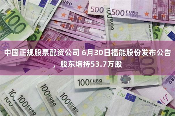 中国正规股票配资公司 6月30日福能股份发布公告，股东增持53.7万股