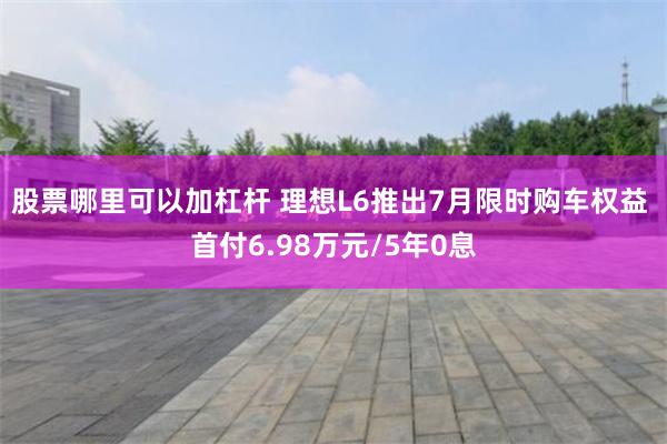 股票哪里可以加杠杆 理想L6推出7月限时购车权益 首付6.98万元/5年0息