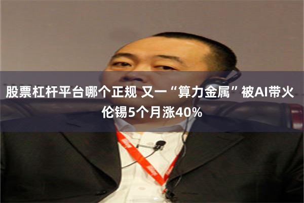 股票杠杆平台哪个正规 又一“算力金属”被AI带火 伦锡5个月涨40%