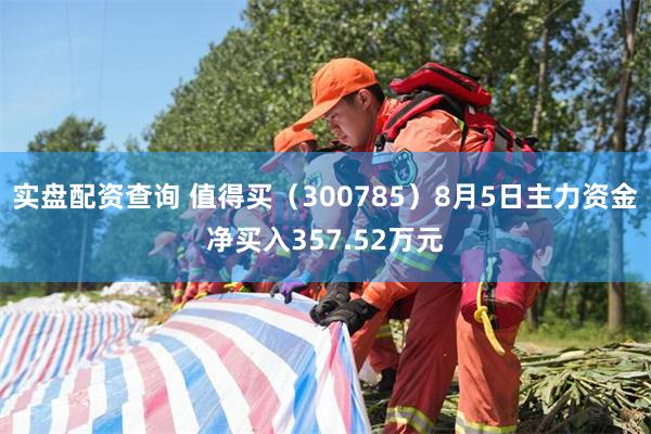 实盘配资查询 值得买（300785）8月5日主力资金净买入357.52万元