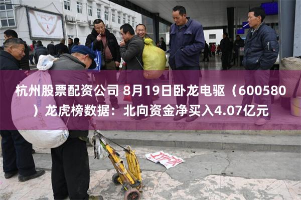 杭州股票配资公司 8月19日卧龙电驱（600580）龙虎榜数据：北向资金净买入4.07亿元