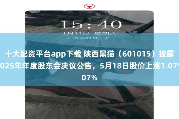十大配资平台app下载 陕西黑猫（601015）披露2025年年度股东会决议公告，5月18日股价上涨1.07%