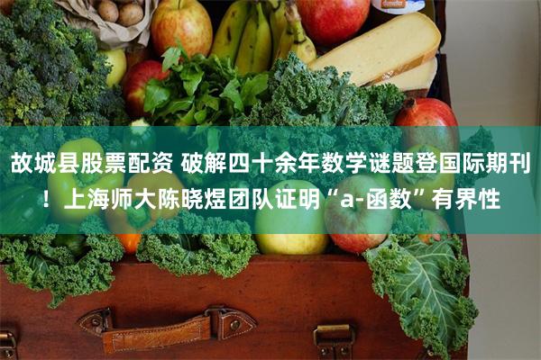 故城县股票配资 破解四十余年数学谜题登国际期刊！上海师大陈晓煜团队证明“a-函数”有界性