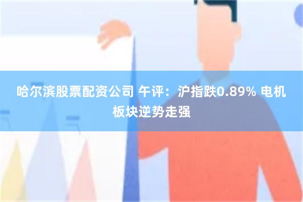 哈尔滨股票配资公司 午评：沪指跌0.89% 电机板块逆势走强